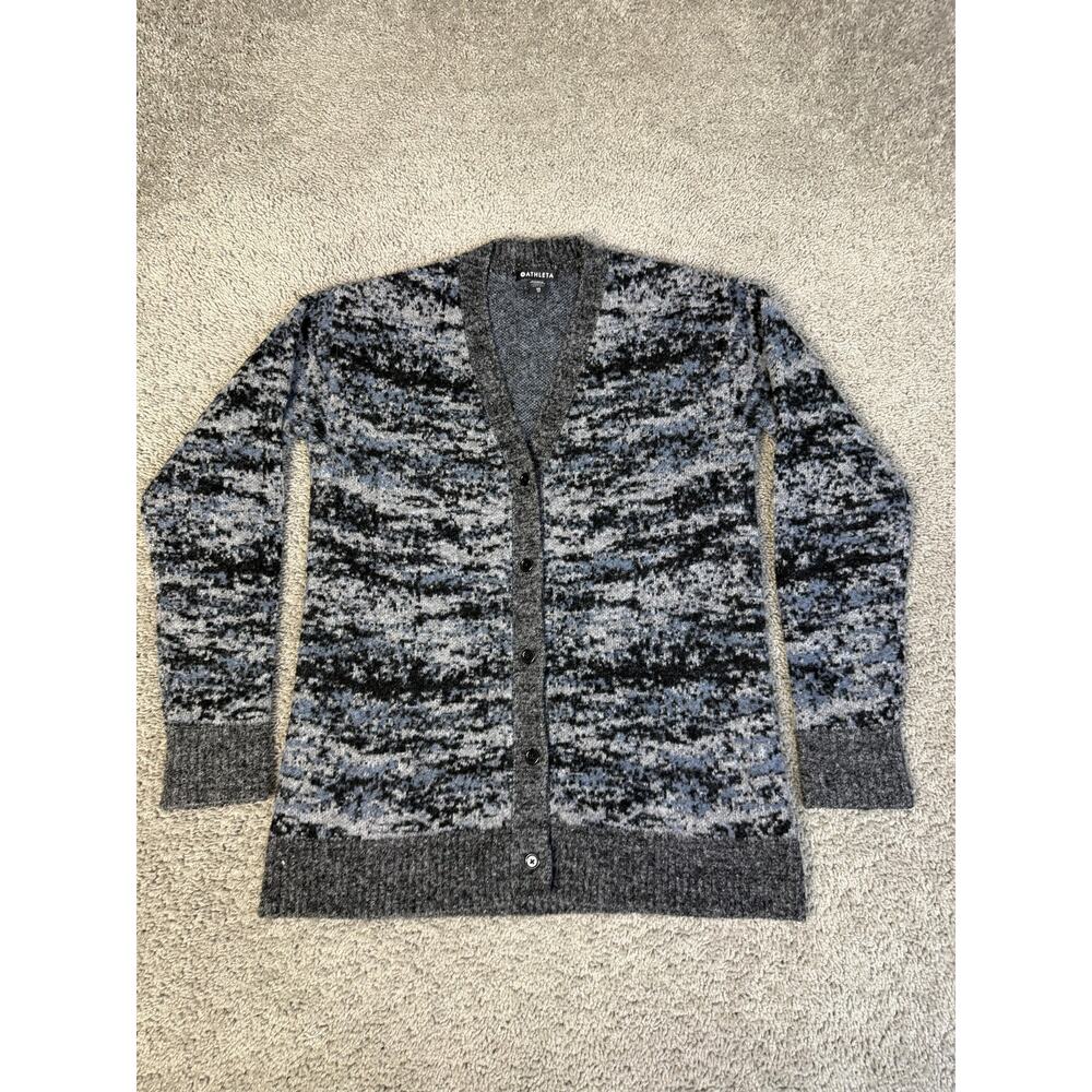 Athleta Cardigan Sweater Womens XS Westlake Textured Camouflage V-Neck Wool Blen